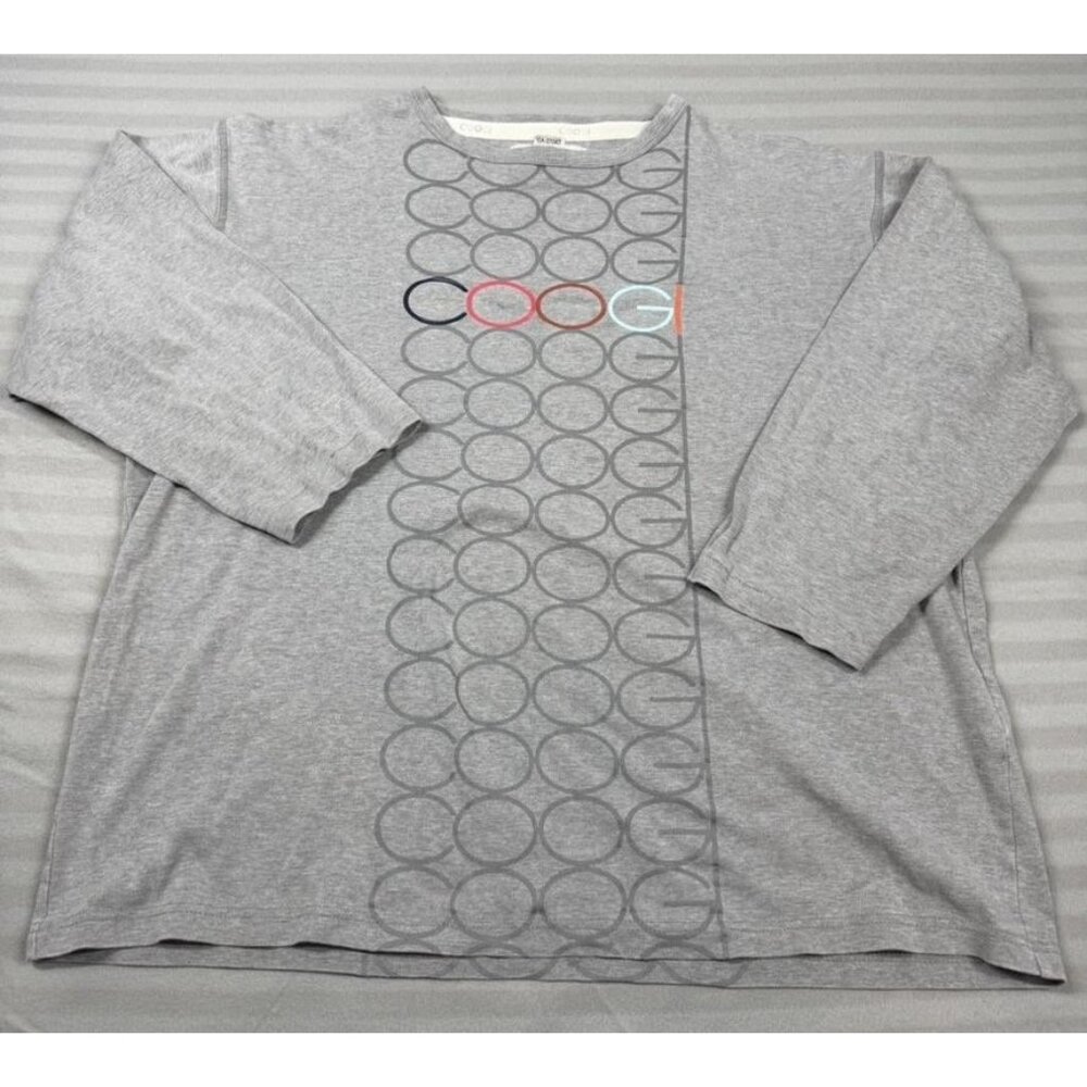 Coogi Shirt Mens Large Gray Long Sleeve Crewneck Circle Pattern Graphic Logo
